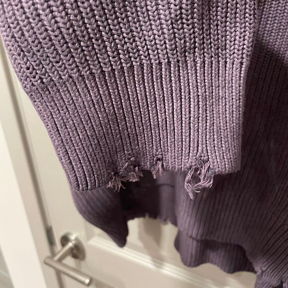 Pistola Eva Oversized Distressed Purple Cotton Sweater, size S - Picture 4 of 10